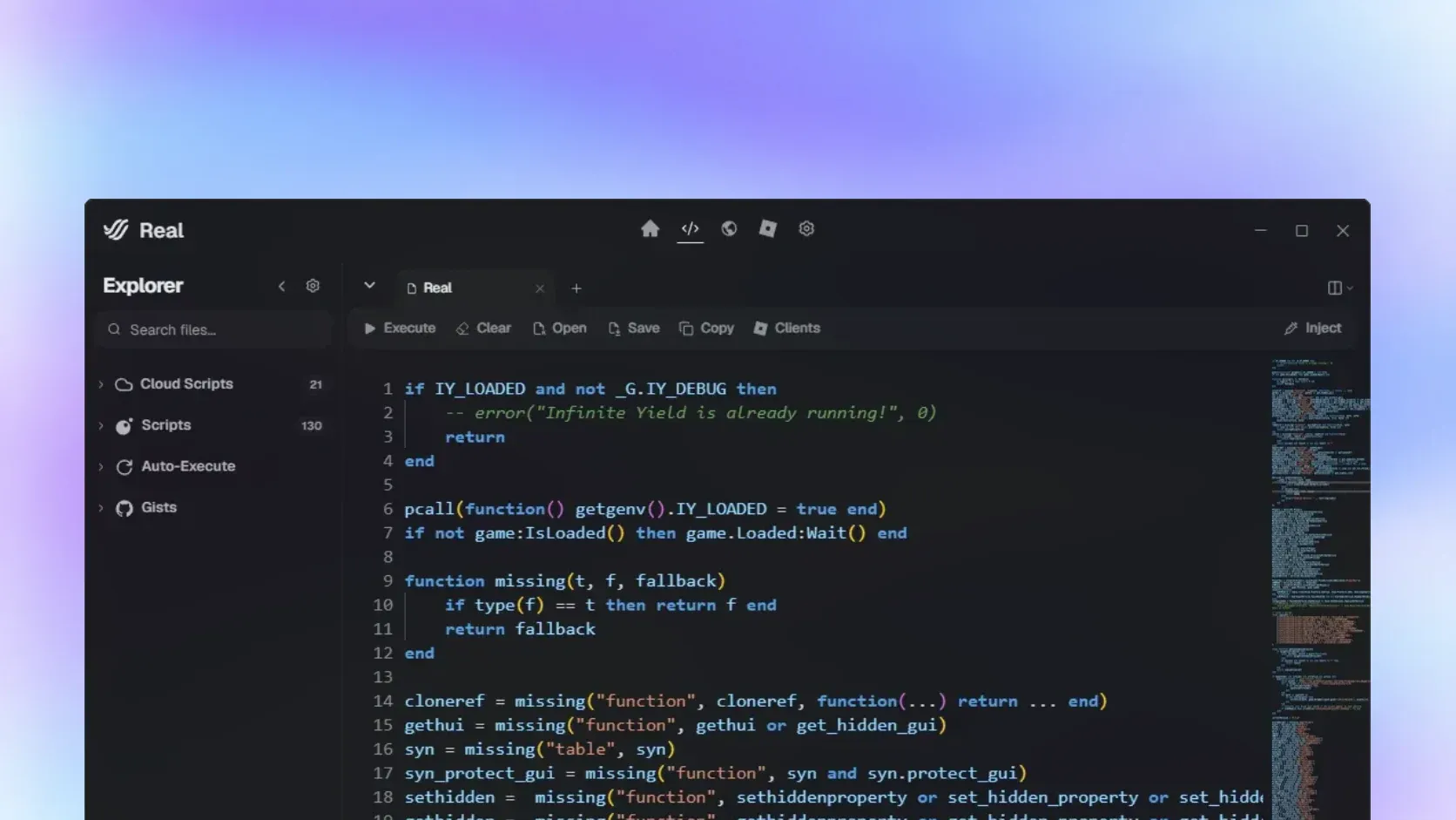 Real code editor interface